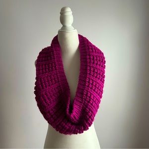 Fuchsia Pink Knitted Infinity Scarf